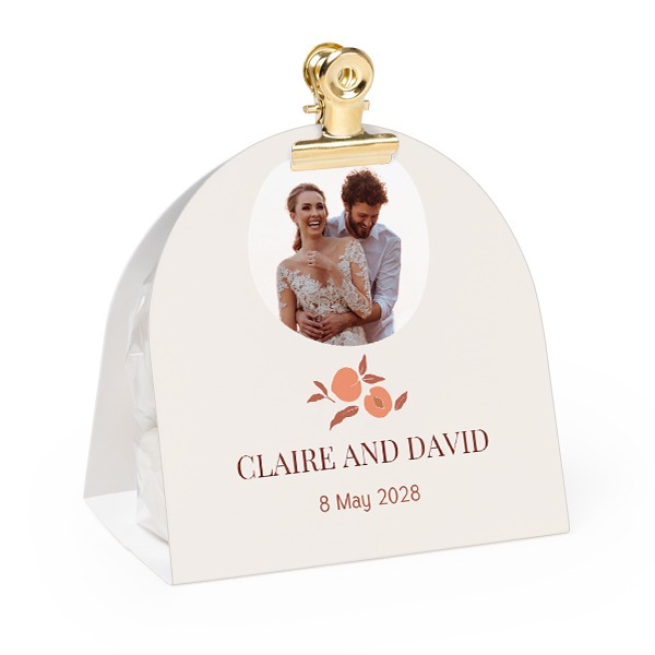 Candy bag with rounded photo-wrapping and gold clip - 24 pcs