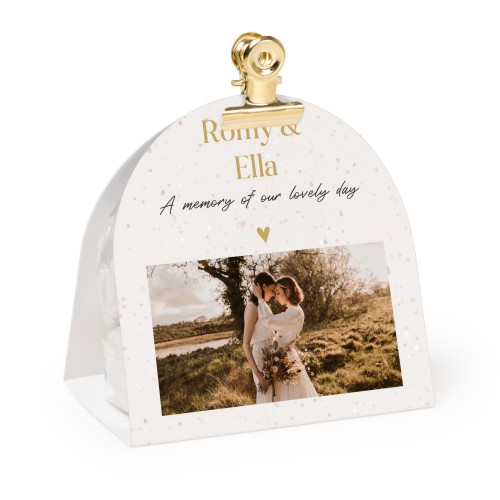 Candy bag with rounded photo-wrapping and gold clip - 24 pcs