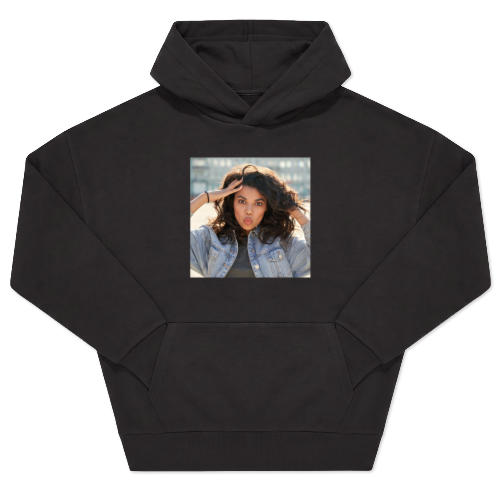 Hoodie Unisex Zwart Print voorkant