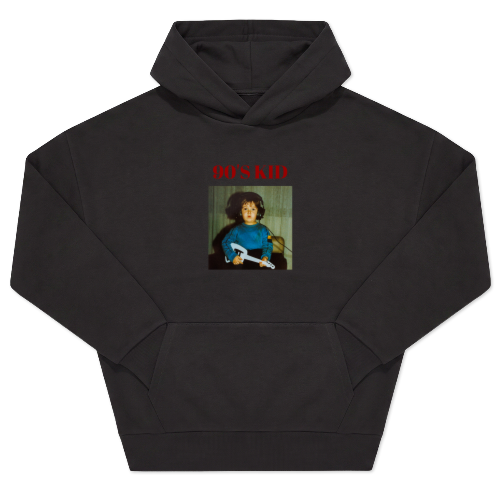 Hoodie noir unisexe Imprimé au devant Hoodie noir unisexe Imprimé au devant