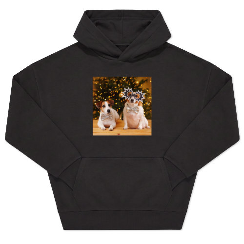 Hoodie noir unisexe Imprimé au devant Hoodie noir unisexe Imprimé au devant