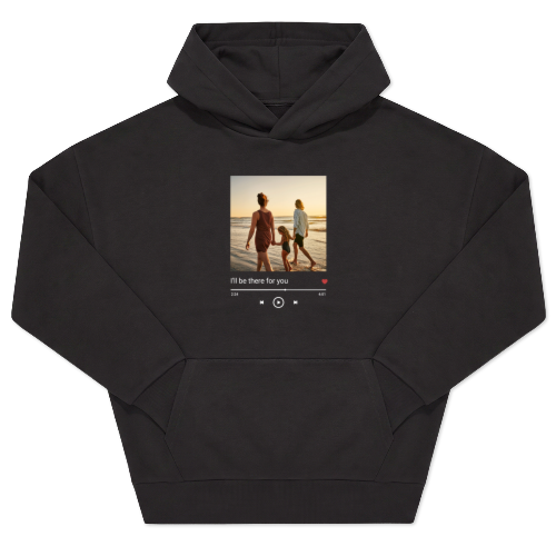 Hoodie noir unisexe Imprimé au devant Hoodie noir unisexe Imprimé au devant