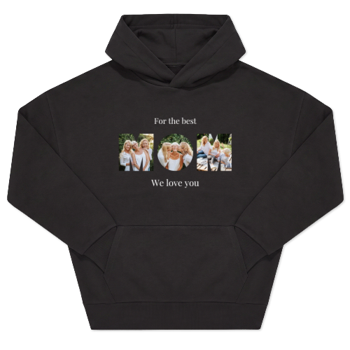 Hoodie Unisex Zwart Print voorkant