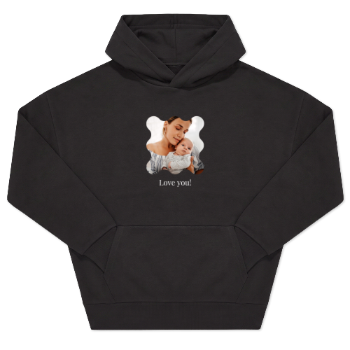 Hoodie Unisex Svart Tryck framsida