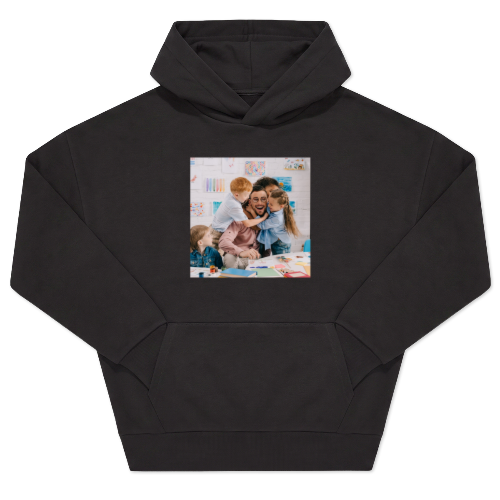 Hoodie noir unisexe Imprimé au devant Hoodie noir unisexe Imprimé au devant