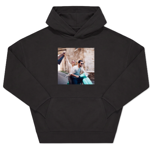 Hoodie noir unisexe Imprimé au devant Hoodie noir unisexe Imprimé au devant