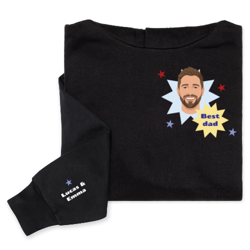 Hoodie Unisex Zwart Print voorkant en mouw
