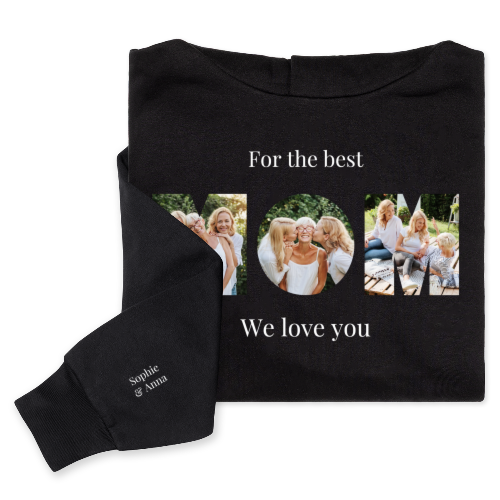 Hoodie Unisex Zwart Print voorkant en mouw