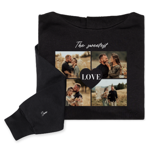 Hoodie Unisex Black Print front and sleeve