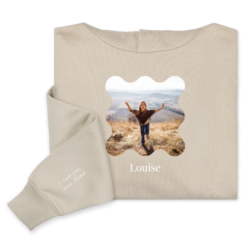 Hoodie Unisex Beige Print voorkant en mouw Hoodie Unisex Beige Print voorkant en mouw