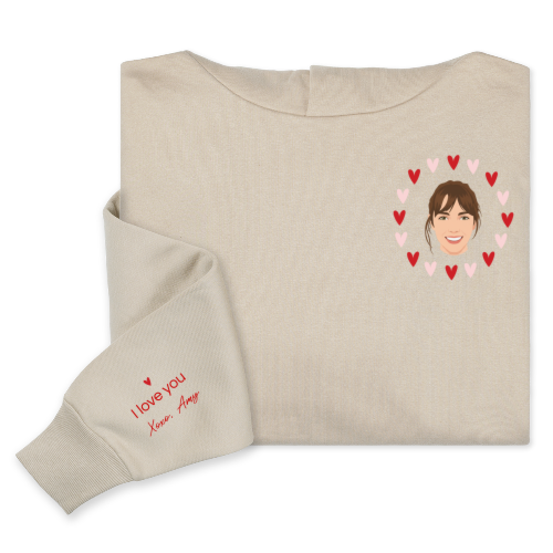 Hoodie beige unisexe Imprimé au devant et manche