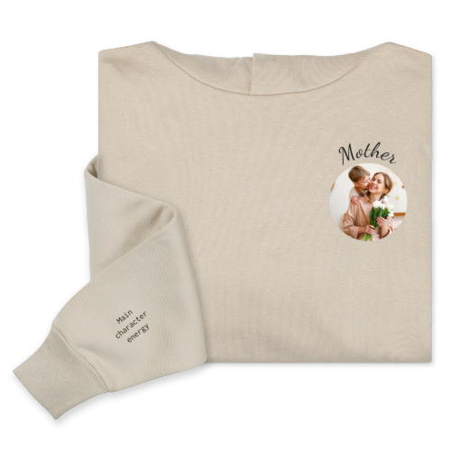 Hoodie beige unisexe Imprimé au devant et manche