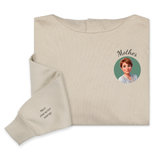 Hoodie beige unisexe Imprimé au devant et manche