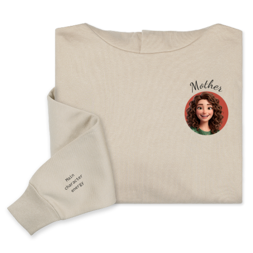 Hoodie beige unisexe Imprimé au devant et manche