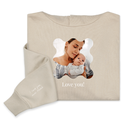 Hoodie Unisex Sand Tryck framsida och ärm