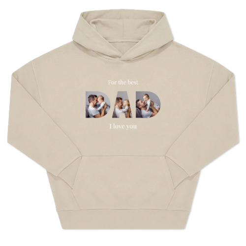 Hoodie Unisex Beige Print voorkant