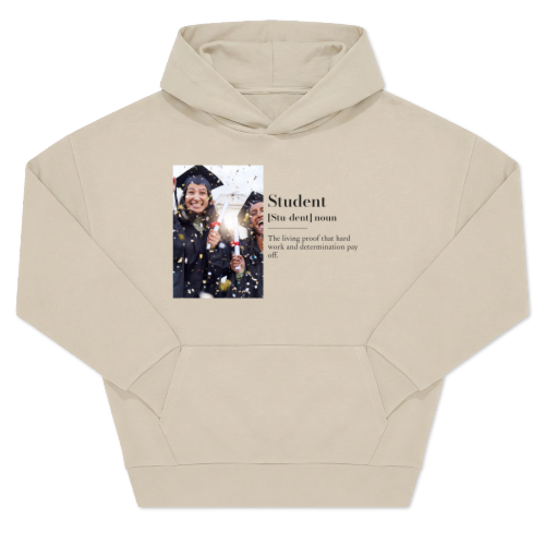 Hoodie beige unisexe Imprimé au devant Hoodie beige unisexe Imprimé au devant