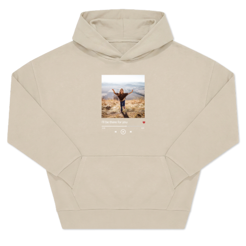 Hoodie beige unisexe Imprimé au devant Hoodie beige unisexe Imprimé au devant