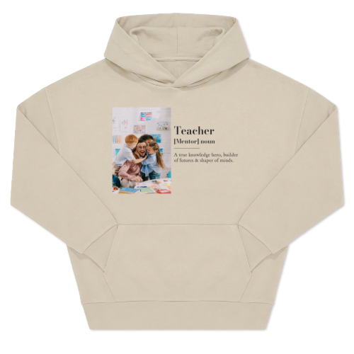 Hoodie beige unisexe Imprimé au devant Hoodie beige unisexe Imprimé au devant