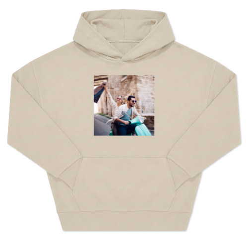 Hoodie beige unisexe Imprimé au devant Hoodie beige unisexe Imprimé au devant