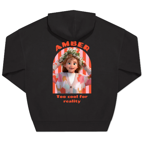 Hoodie Unisex Svart Trykk bagside