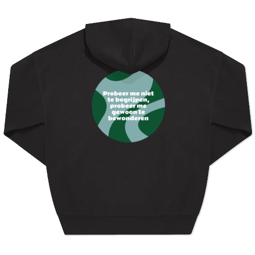Hoodie Unisex Zwart Print achterkant Hoodie Unisex Zwart Print achterkant
