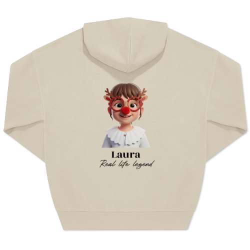 Unisex-Pullover, Beige Aufdruck auf der Rückseite