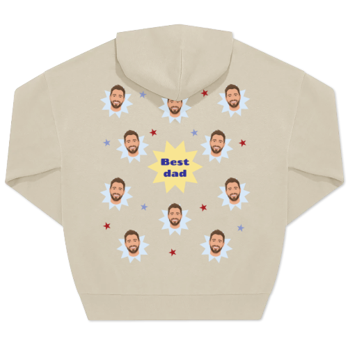 Hoodie Unisex Beige Print achterkant