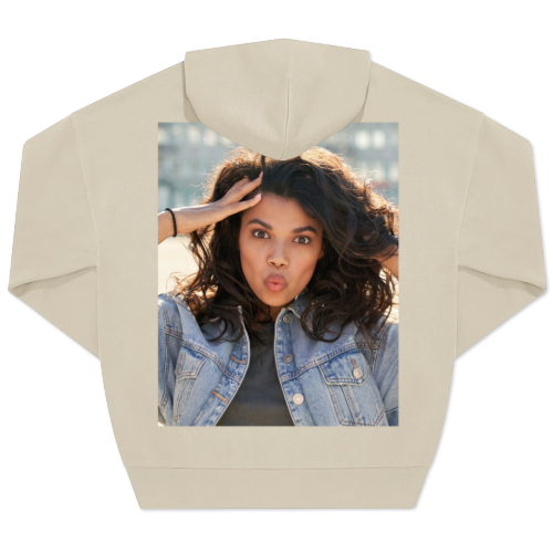 Hoodie Unisex Beige Print achterkant