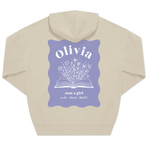 Hoodie Unisex Beige Print achterkant