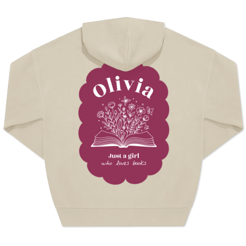 Hoodie Unisex Beige Print achterkant