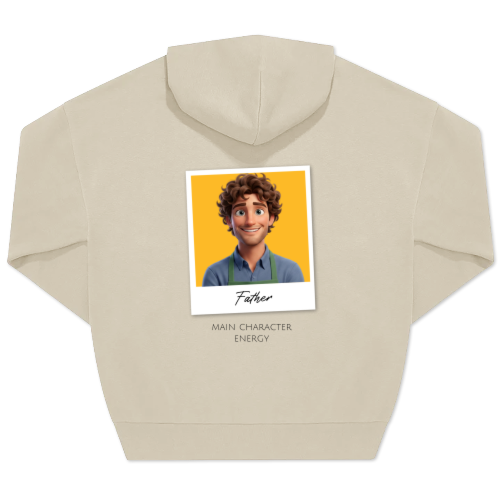 Hoodie Unisex Beige Print achterkant