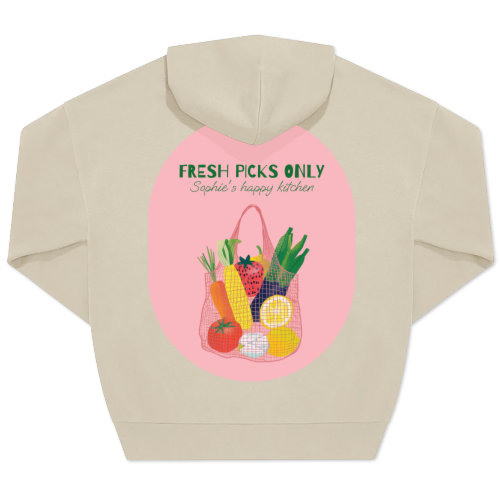 Hoodie Unisex Beige Print achterkant Hoodie Unisex Beige Print achterkant