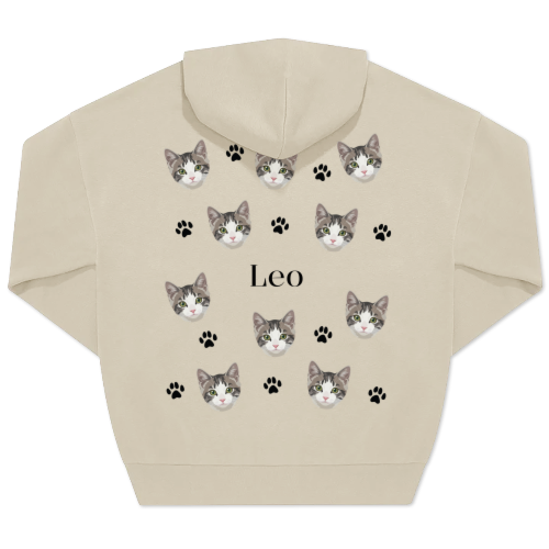 Hoodie Unisex Beige Print achterkant