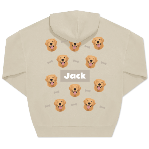 Hoodie Unisex Beige Print achterkant