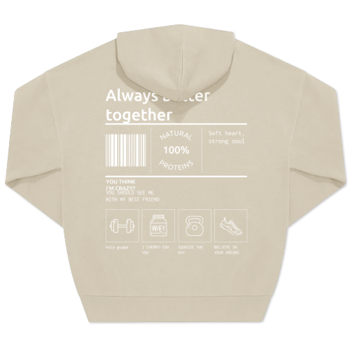 Hoodie Unisex Beige Print achterkant