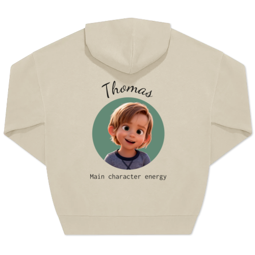Hoodie beige unisexe Imprimé au dos