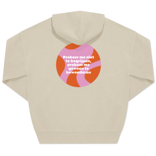 Hoodie Unisex Beige Print achterkant Hoodie Unisex Beige Print achterkant