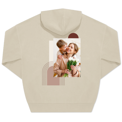 Hoodie Unisex Beige Print achterkant Hoodie Unisex Beige Print achterkant