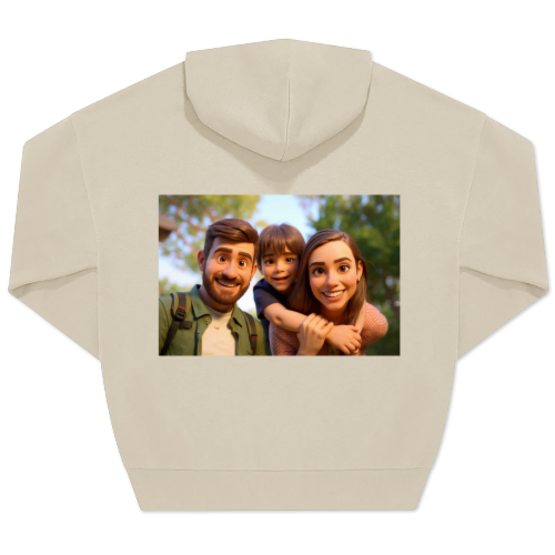 Hoodie Unisex Beige Print achterkant