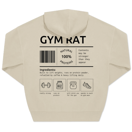 Hoodie Unisex Beige Print achterkant