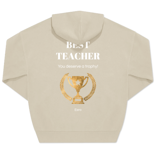Hoodie Unisex Beige Print achterkant Hoodie Unisex Beige Print achterkant