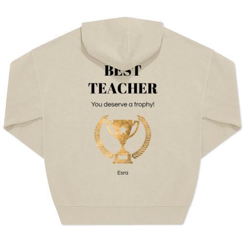 Hoodie Unisex Beige Print achterkant Hoodie Unisex Beige Print achterkant
