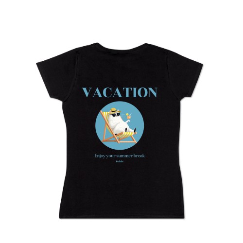 Naisten T-paita musta Takasivu Naisten T-paita musta Takasivu