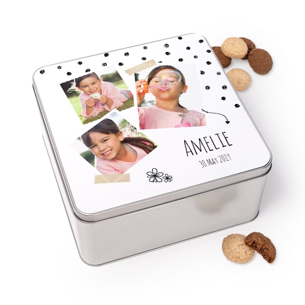 Cookie Tin Square with Generous cookies