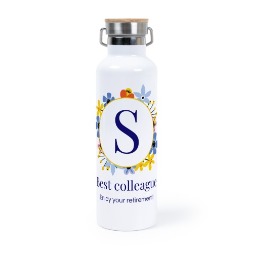 Personalisierte Trinkflasche mit Bambusdeckel (750 ml, Weiss)