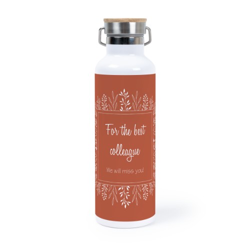 Personalisierte Trinkflasche mit Bambusdeckel (750 ml, Weiss)