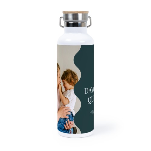 Personalisierte Trinkflasche mit Bambusdeckel (750 ml, Weiss)