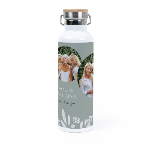 Thermosfles met bamboe deksel 75 cl Thermosfles met bamboe deksel 75 cl