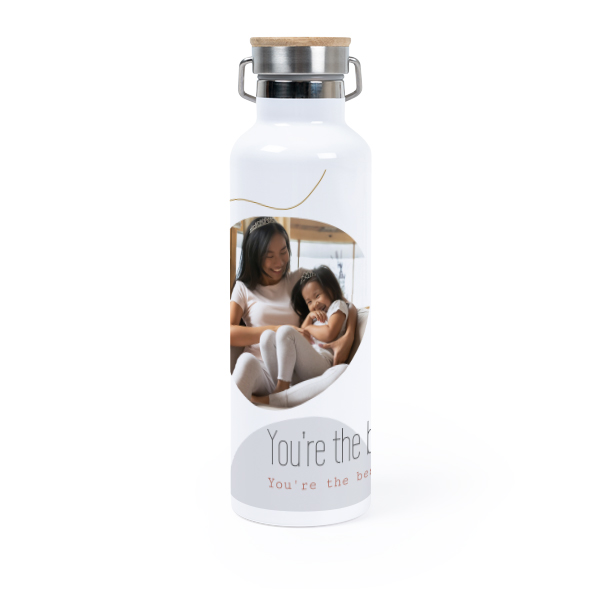 Thermosfles met bamboe deksel 75 cl